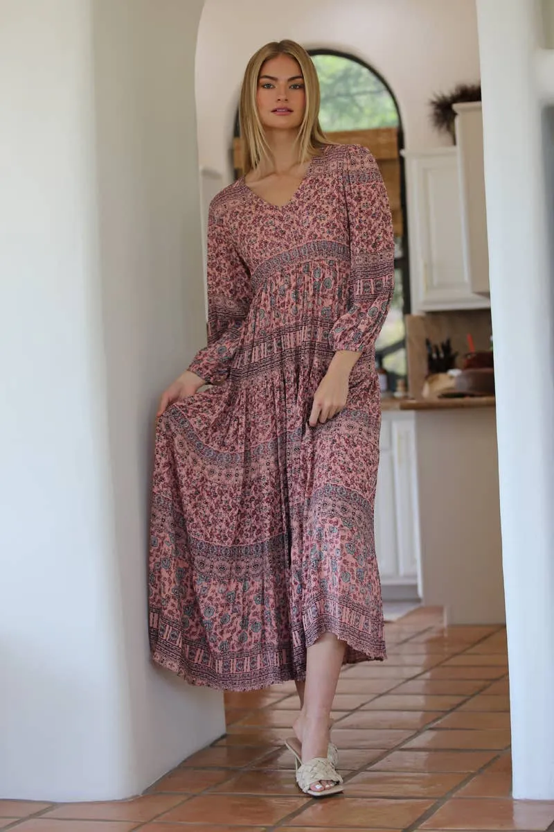 Kenya V-Neck Long Sleeve Maxi Dress