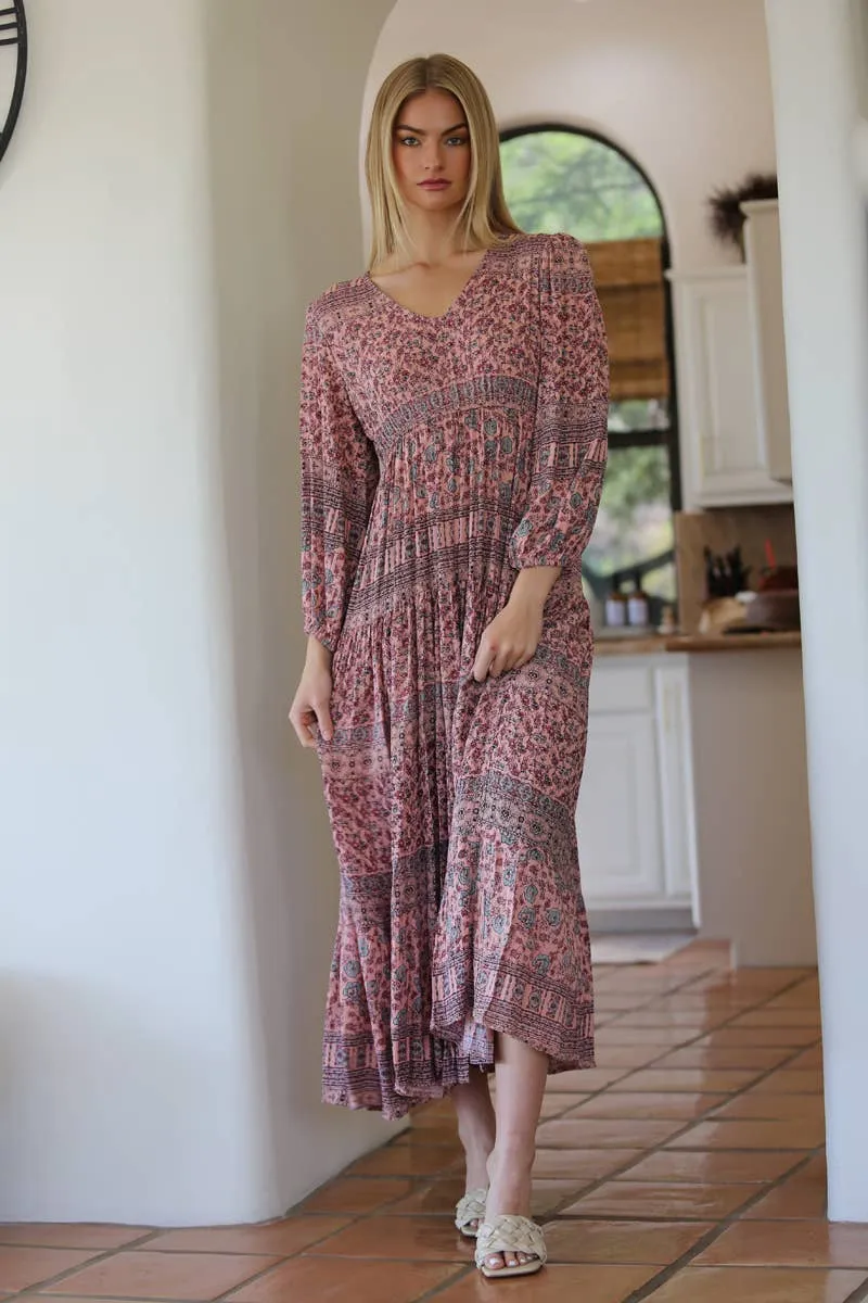 Kenya V-Neck Long Sleeve Maxi Dress