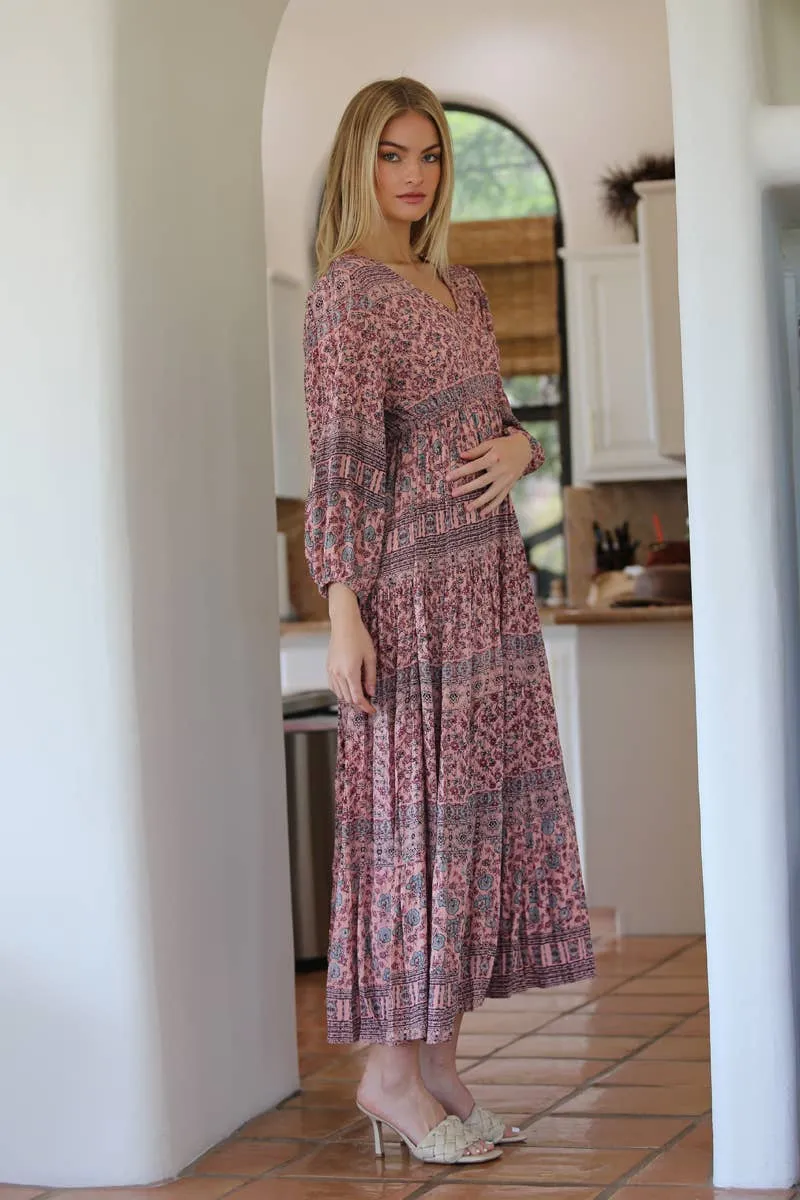 Kenya V-Neck Long Sleeve Maxi Dress