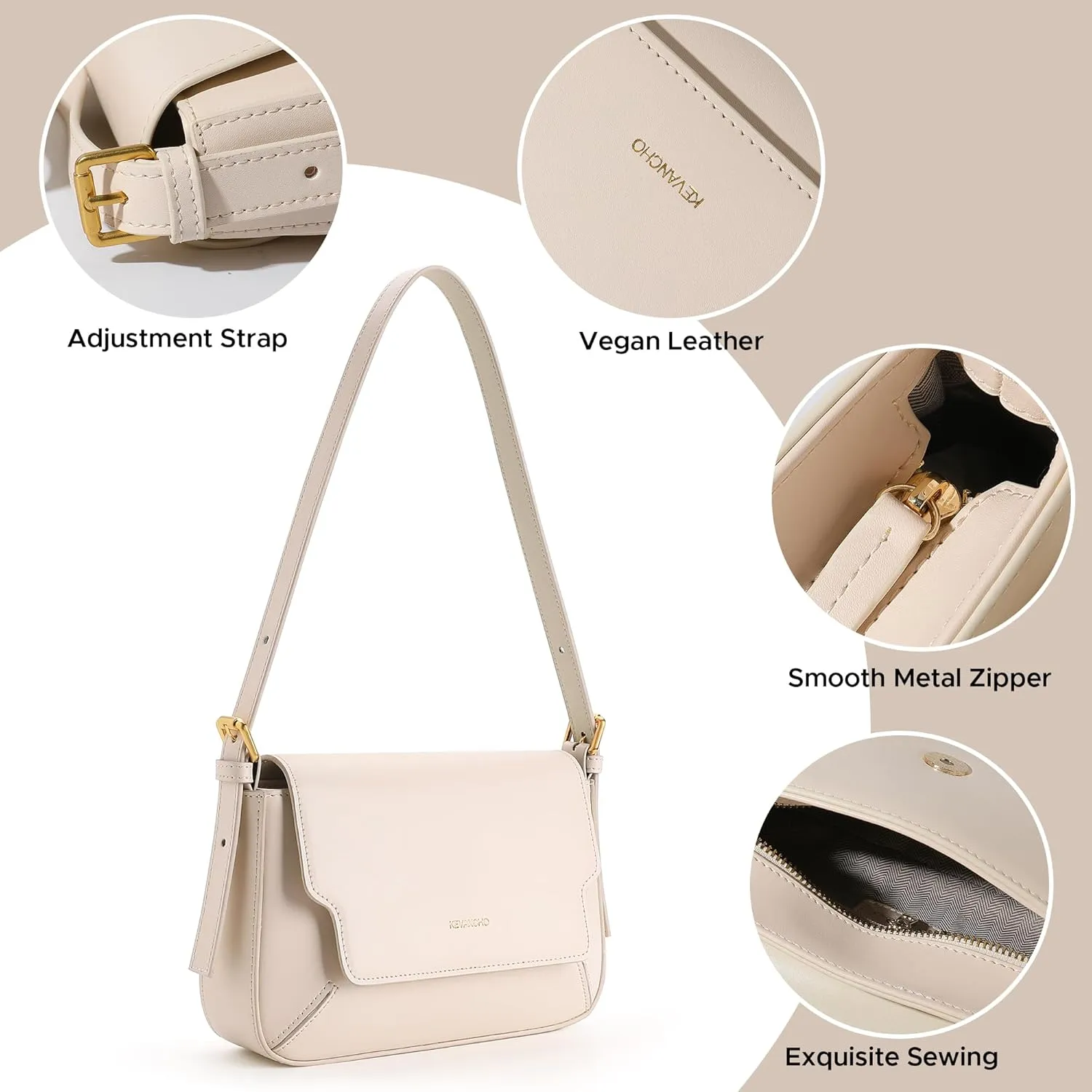 KEVANCHO Leather Shoulder Bag for Women, Women's Fashion Handbags Tote Clutch Bag with Zipper, Gifts for Her