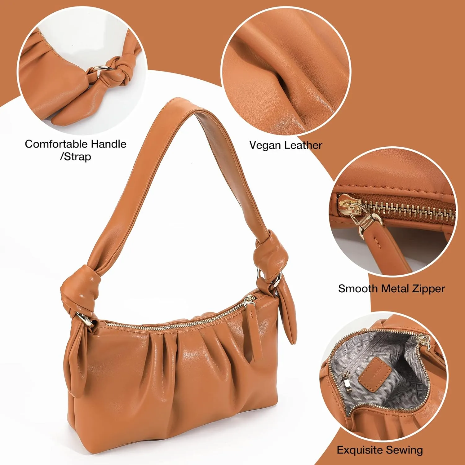 KEVANCHO Leather Shoulder Bag for Women, Women's Fashion Handbags Tote Clutch Bag with Zipper, Gifts for Her