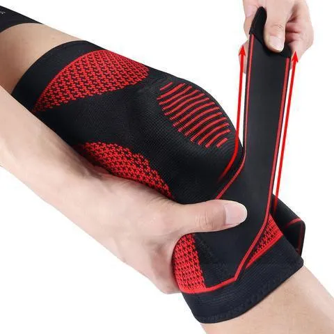 Knee & Patella Stabilizer Compression Sleeve Brace - Adjustable Straps