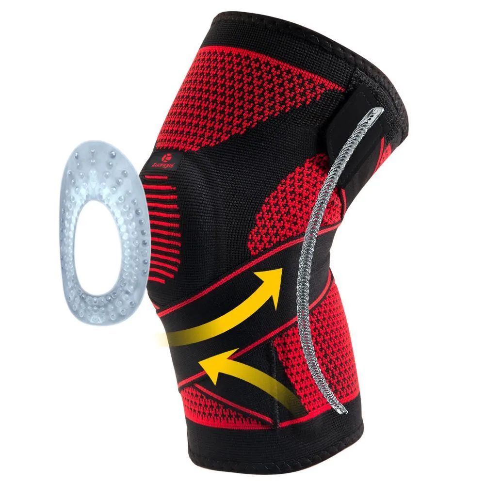Knee & Patella Stabilizer Compression Sleeve Brace - Adjustable Straps