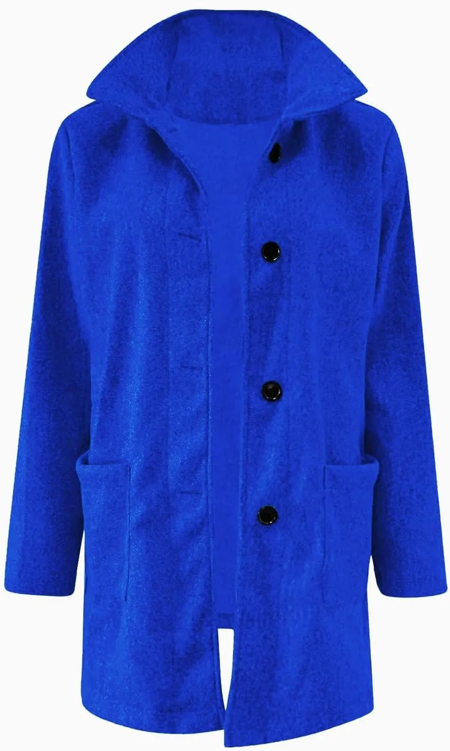 Ladies Solid Color Jacket Winter Button Up Trendy Long Sleeve Hooded 2024 Tweed Jacket Loose Comfy Outerwear With Pocket