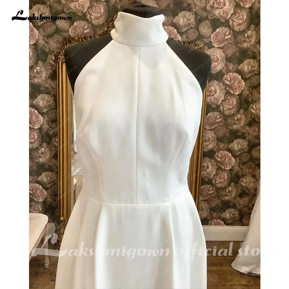 Lakshmigown Chic Halter Neck Wedding Dress for Women 2024 Simple Crepe Bohemian Bridal Gown trouwjurk Robe de mariee