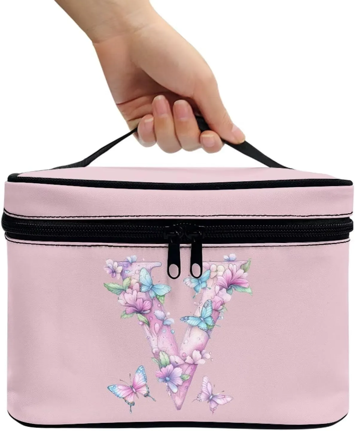Large Hand Washable Storage Bag Lightweight Big Makeup Bag Convenient Storage Bag for Daily Travel Bridal First Aid Makeup Bag Furniture Daily Use Toiletry Bag Friend Birthday Gift PINK V