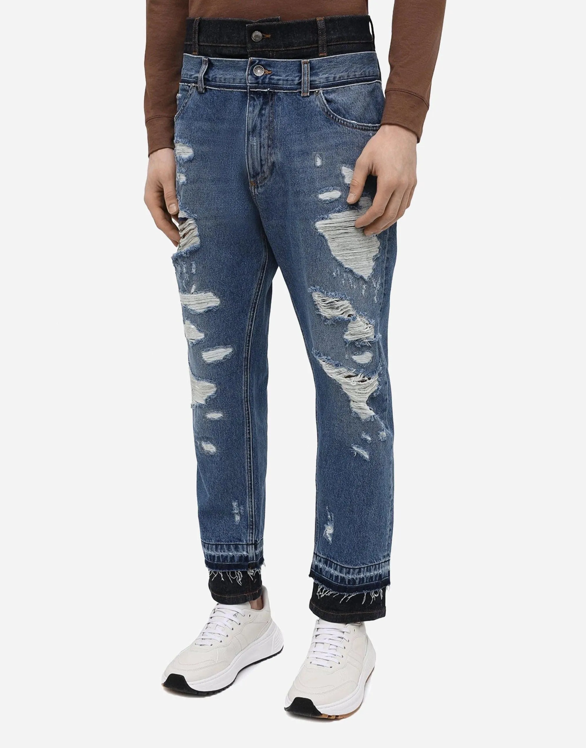 Layered Distressed Jeans