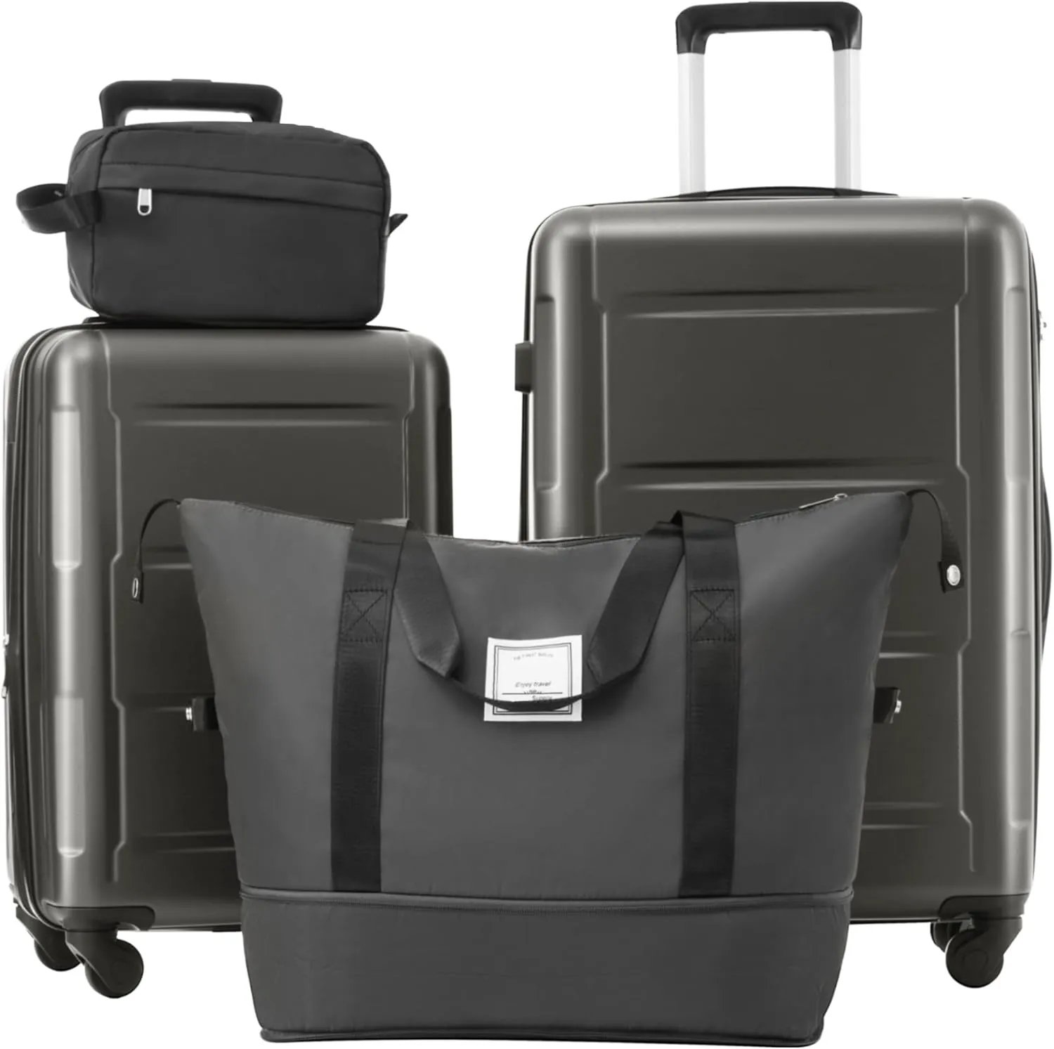 Lightweight 2 Piece Luggage Set for Effortless Travel, Expandable and Durable with Spinner Wheels, Dark Gray