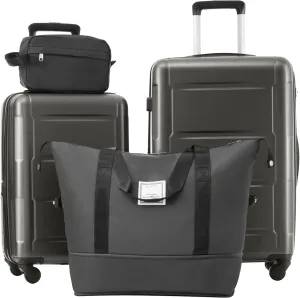 Lightweight 2 Piece Luggage Set for Effortless Travel, Expandable and Durable with Spinner Wheels, Dark Gray