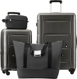 Lightweight 2-Piece Luggage Set for Effortless Travel, Expandable with Spinner Wheels, Every Journey, Dark Gray