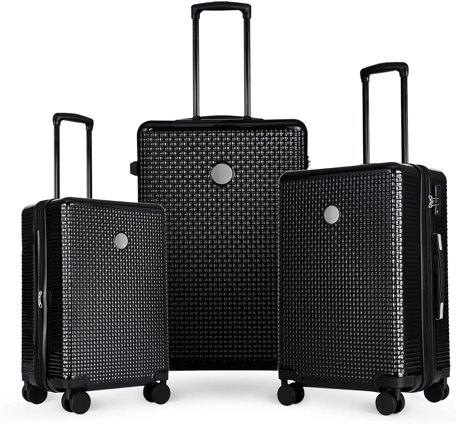 Lightweight 3-Piece Hardshell Luggage Set for Effortless Travel, Expandable and Durable with 360 Wheels, Includes Carry-On and Checked Sizes