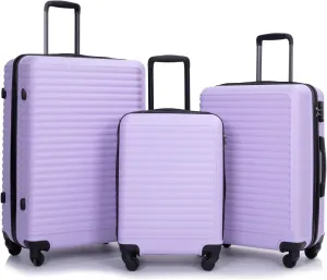 Lightweight 3 Piece Luggage Set with 360 Spinner Wheels, Secure Combination Lock, Convenient Storage, Lavender Purple