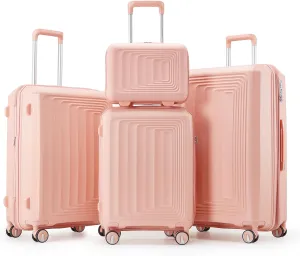 Lightweight 4 Piece Luggage Set for Effortless Travel, Expandable and Durable with Spinner Wheels, Stylish Pink Color
