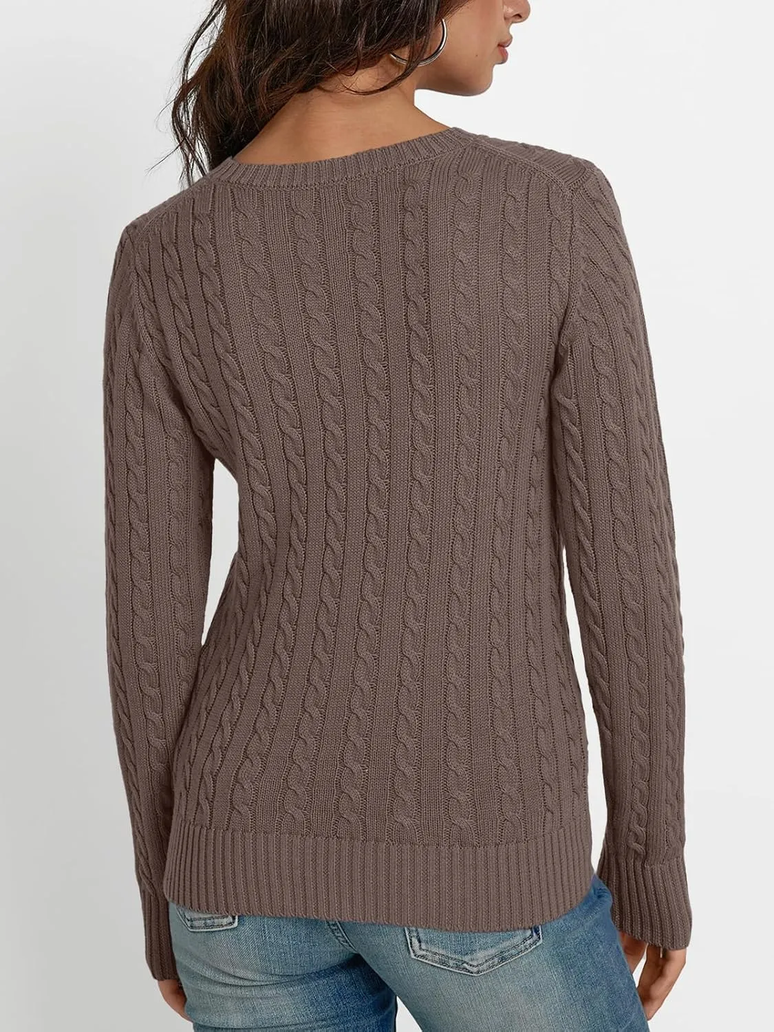 LILLUSORY Women's Cable Knit V Neck Lightweight Soft Pullover Sweaters