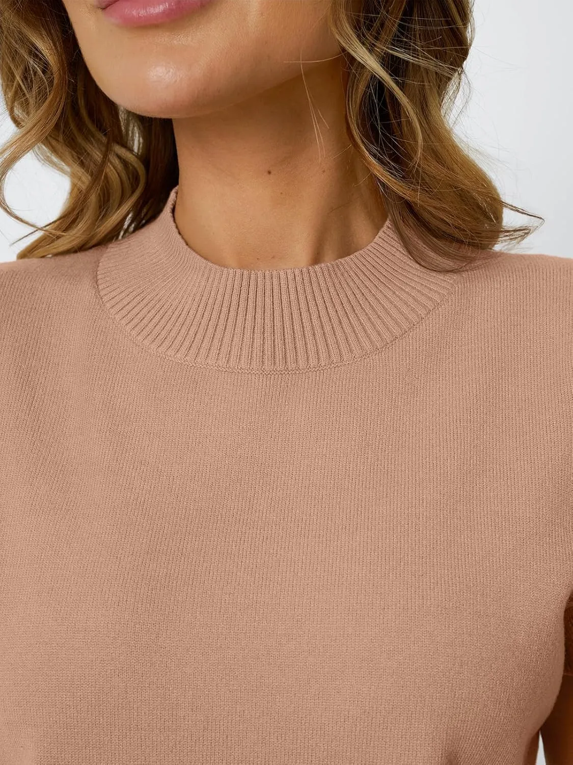 LILLUSORY Womens Ruffled Short Sleeve Sweater Round Neck Knitted Soft Lightweight Pullovers Tops