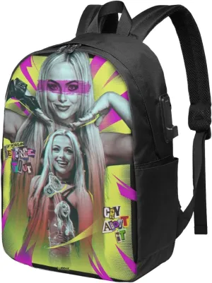 Liv Wrestler Morgan Laptop Backpack With Usb Charging Port Large Travel Bags Unisex Adult Sport Bags Daypack for Shopping Convenient Business Backpack Notebook Bag for Men&Women
