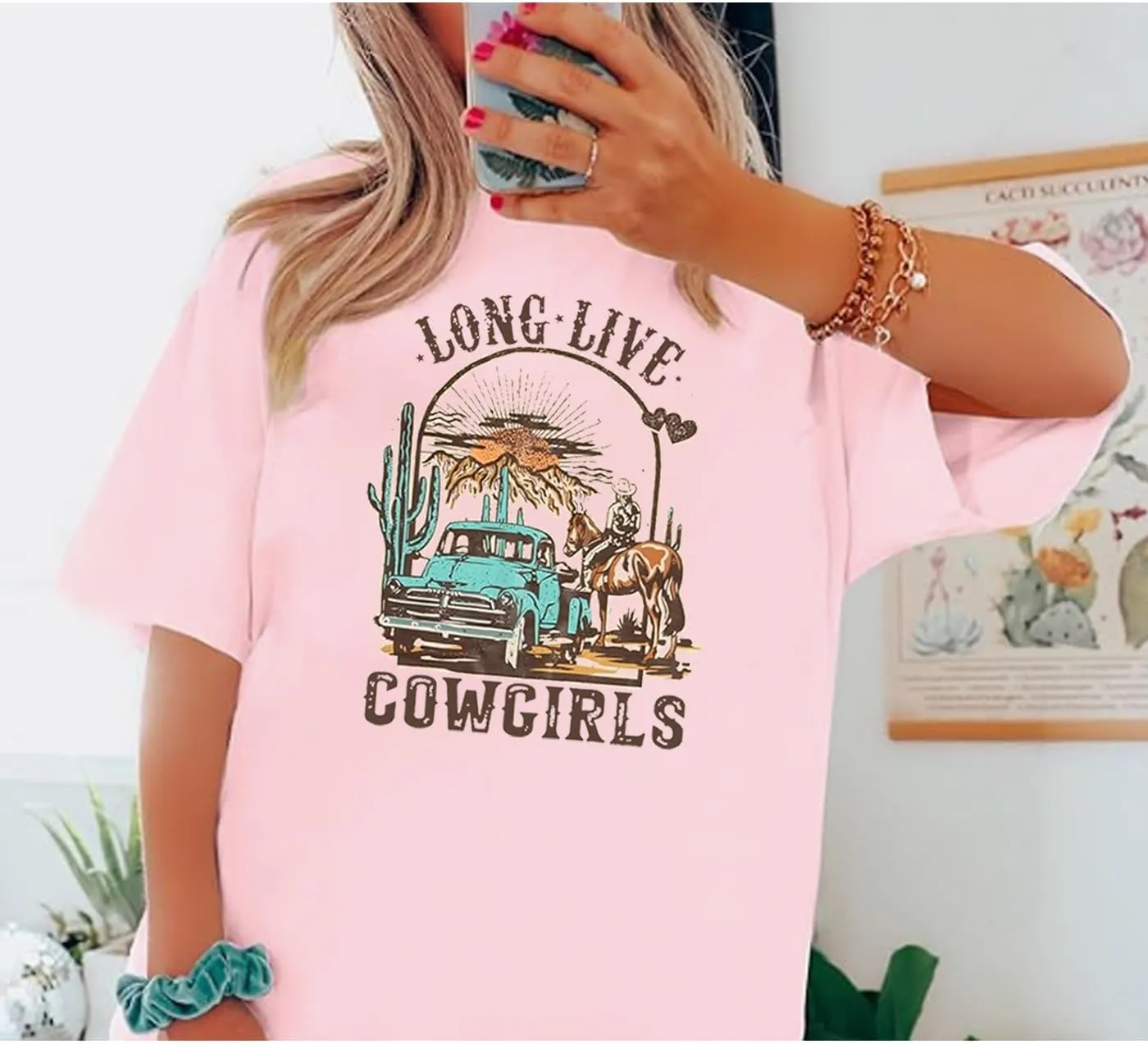 Long Live Cowboys Shirts Women Western Vintage Graphic Tees Funny Letter Print Country Music Tshirt