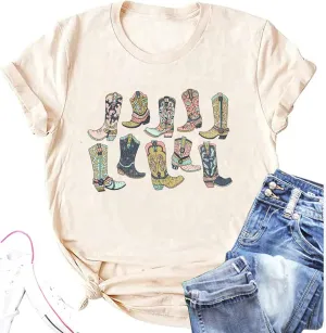 Long Live Cowboys Shirts Women Western Vintage Graphic Tees Funny Letter Print Country Music Tshirt