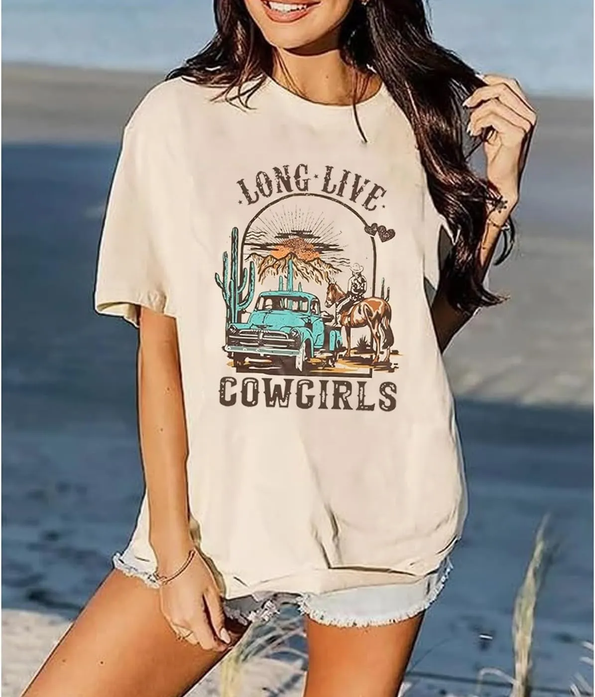 Long Live Cowboys Shirts Women Western Vintage Graphic Tees Funny Letter Print Country Music Tshirt