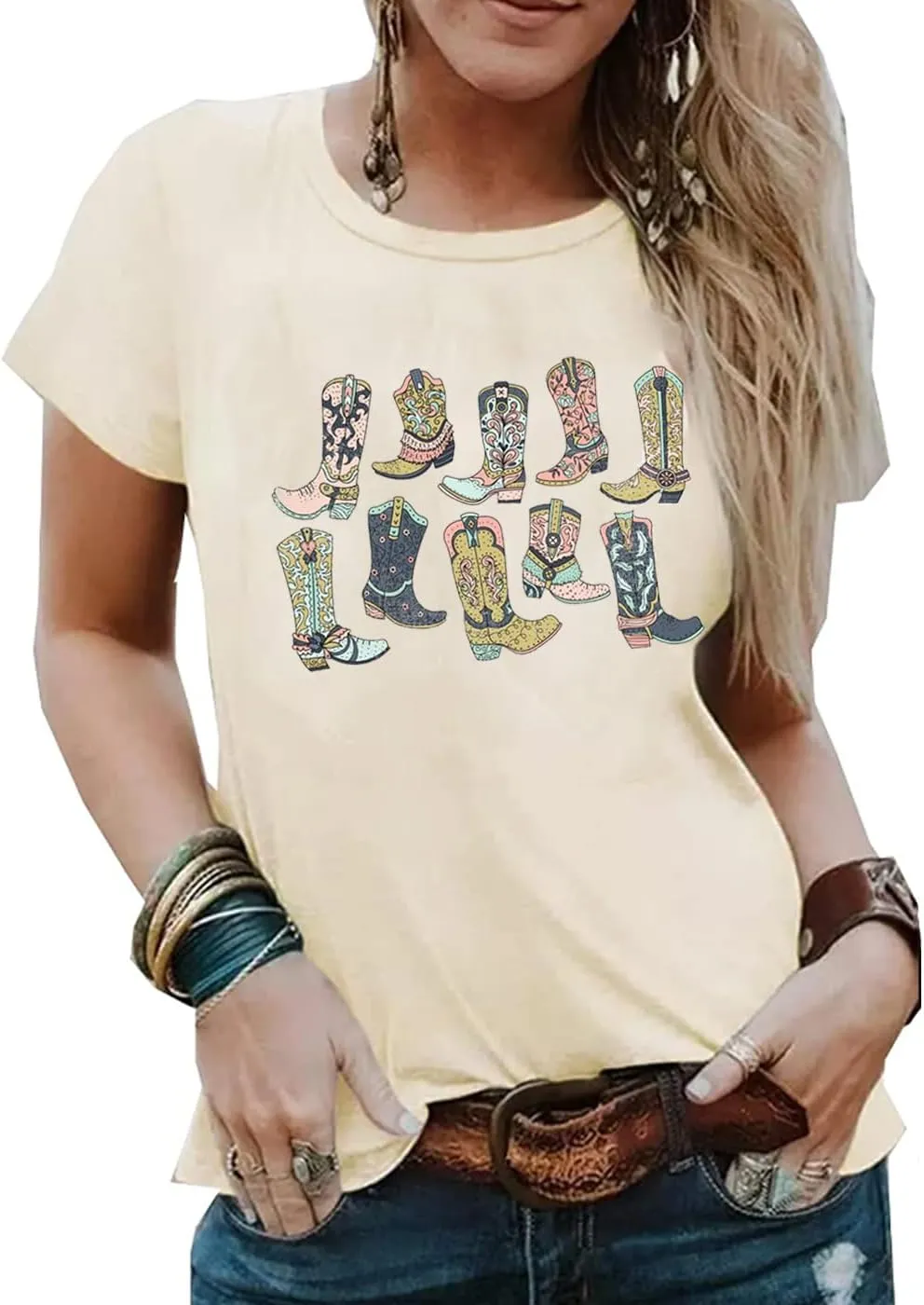 Long Live Cowboys Shirts Women Western Vintage Graphic Tees Funny Letter Print Country Music Tshirt