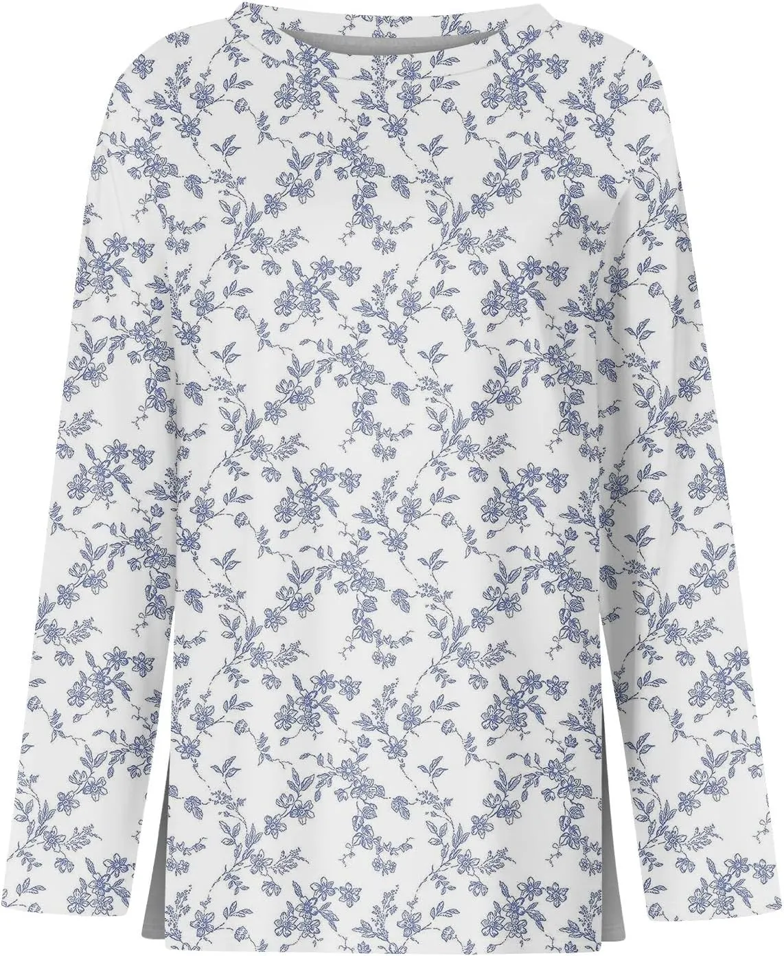 Long Sleeve Shirts for Women 2025 Spring Loose Fit Casual Crew Neck Womens Tops Long Sleeve Tunic Print Tops