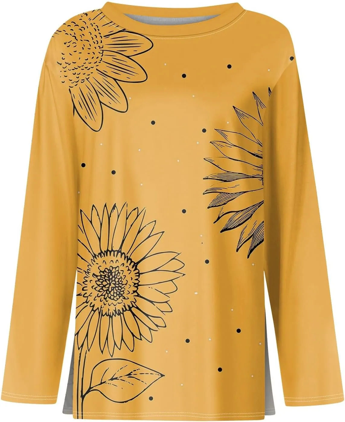 Long Sleeve Shirts for Women 2025 Spring Loose Fit Casual Crew Neck Womens Tops Long Sleeve Tunic Print Tops
