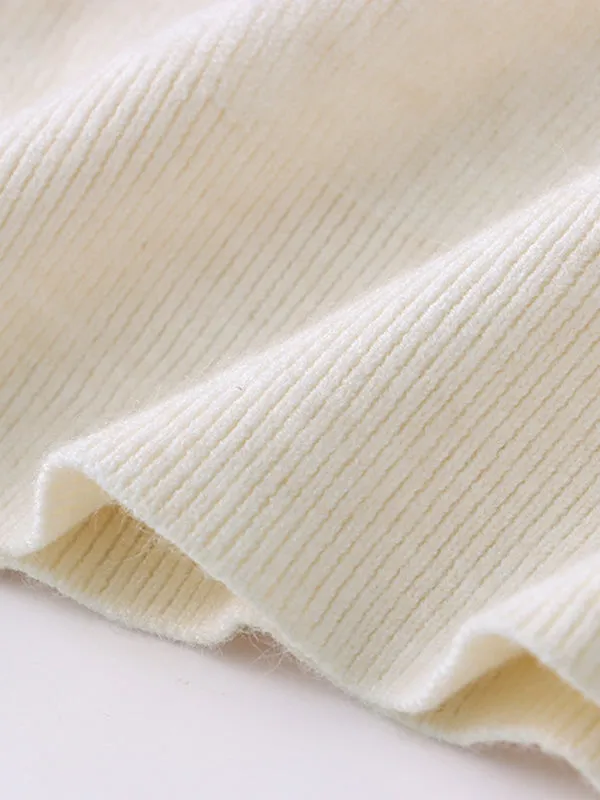 Long Sleeves Buttoned Split-Joint High-Neck Sweater Tops