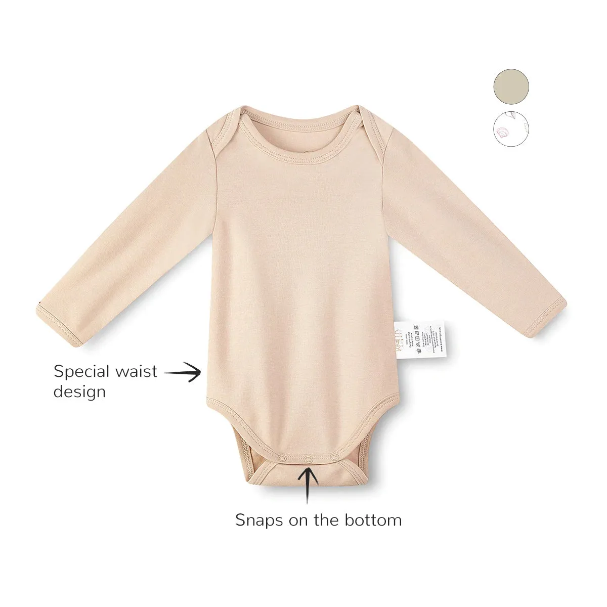 Long Sleeves Snap Romper - Khaki