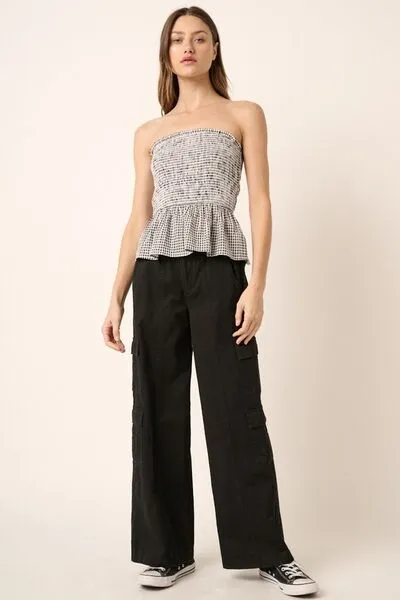 Low Rise Elastic Cover Waistband Cargo Pants