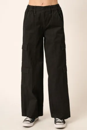 Low Rise Elastic Cover Waistband Cargo Pants