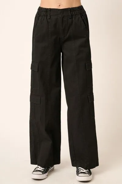 Low Rise Elastic Cover Waistband Cargo Pants