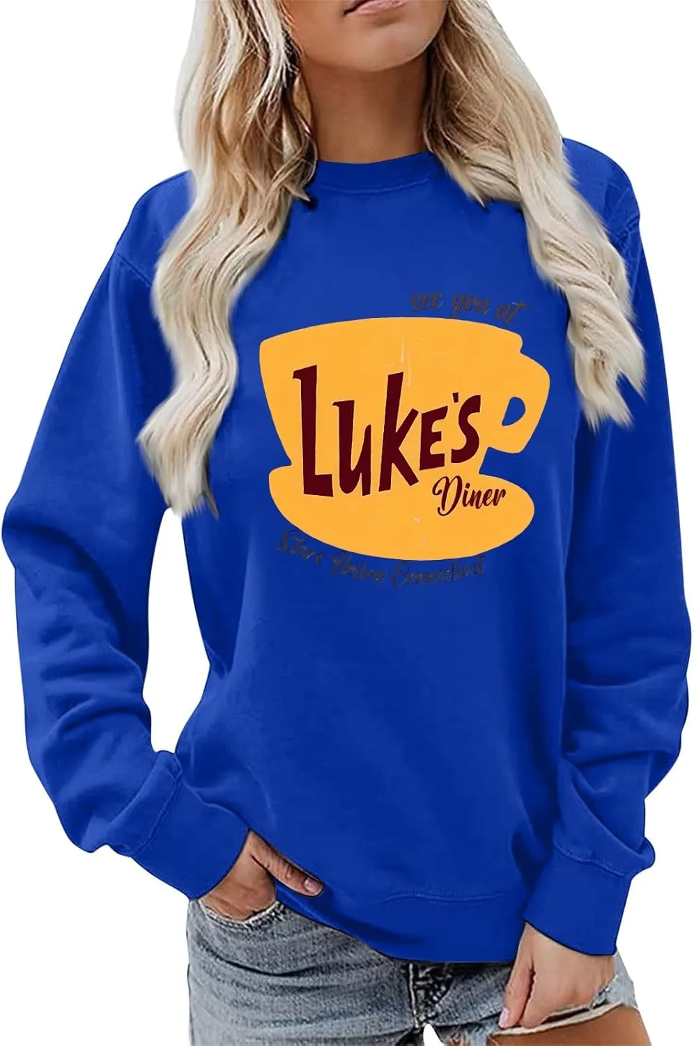 Luke's Diner Sweatshirts for WomenCrewneck Lukes Diner Graphic Long Sleeve Casual Pullover Preppy Girls Sweatshirt