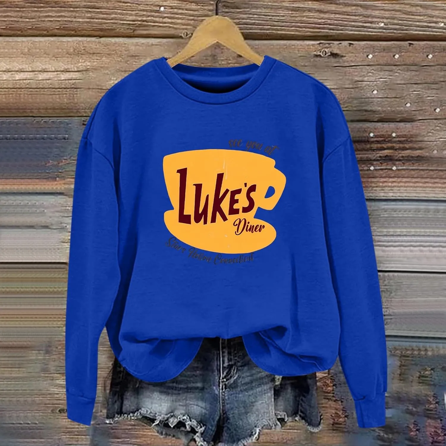 Luke's Diner Sweatshirts for WomenCrewneck Lukes Diner Graphic Long Sleeve Casual Pullover Preppy Girls Sweatshirt