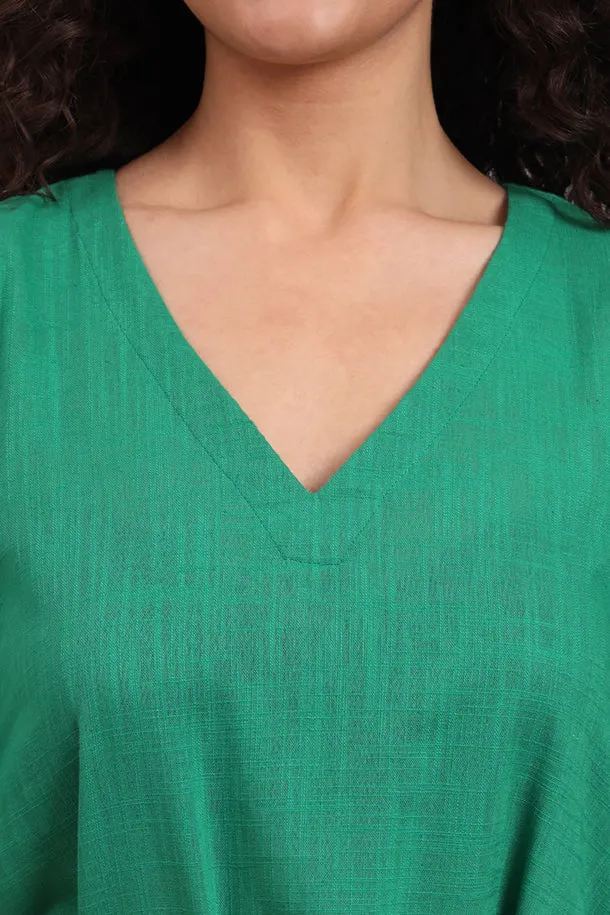 Meadow Charm Embroidered Cotton Dress  Green