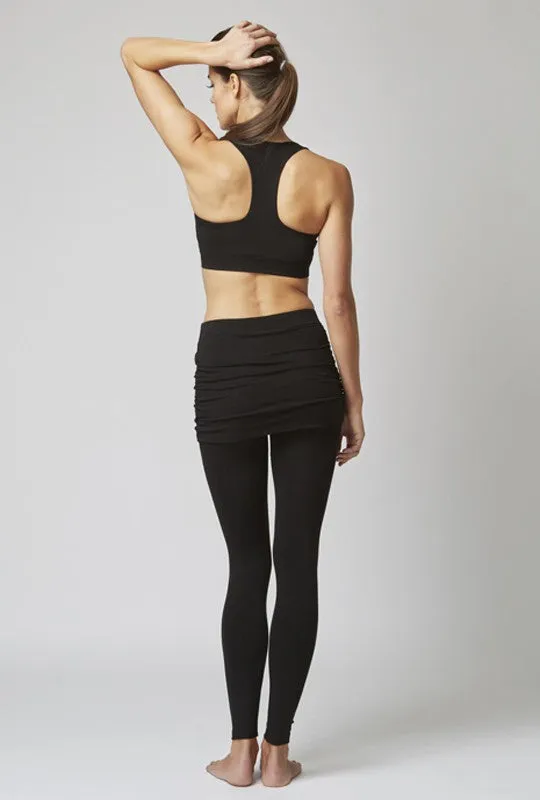 Medium Compression Waisted Leggings with Gathered Skirt Black