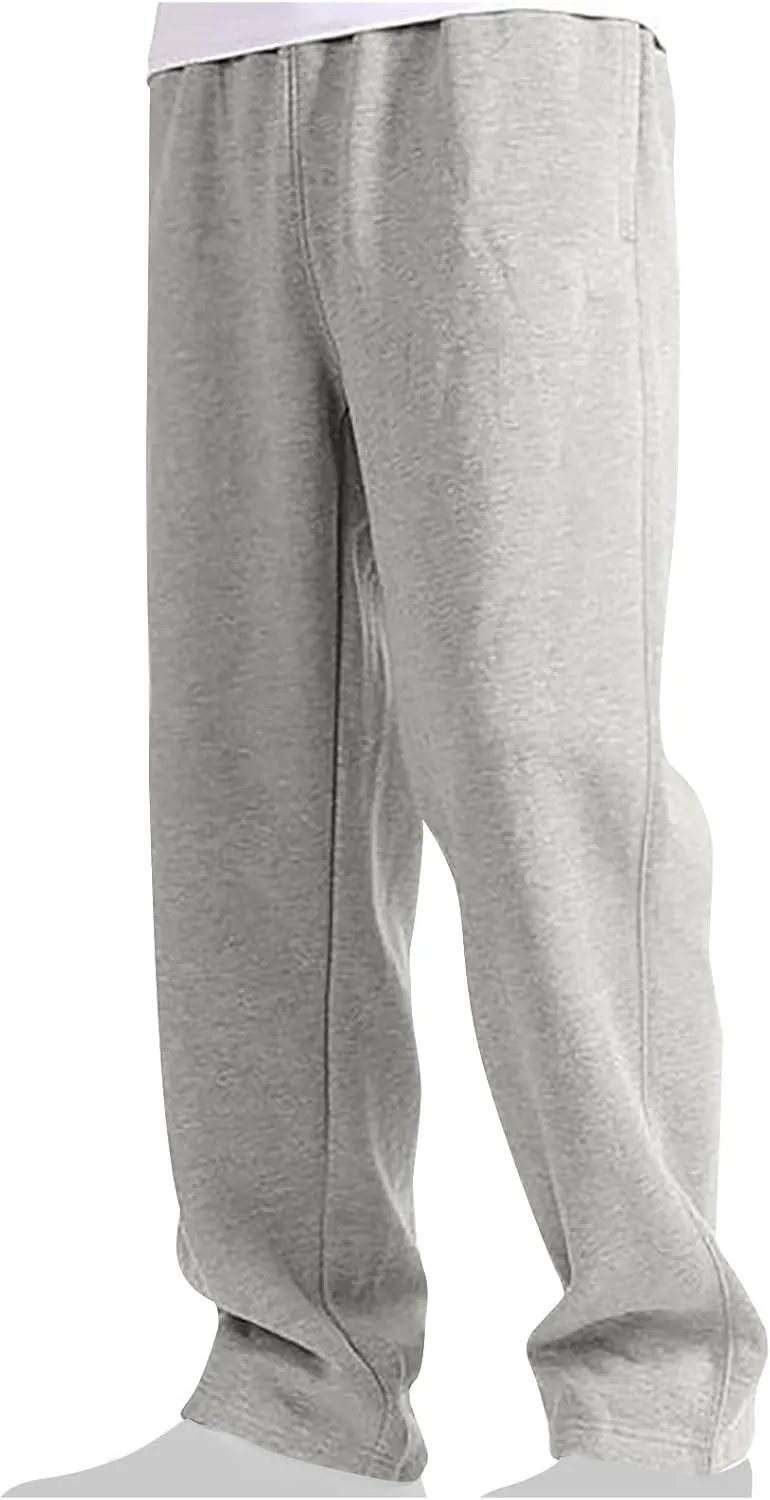 Men's Casual Loose Fit Pants Elastic Waistband Lounge Breathable Relaxed Trousers Home Office Travel Yoga Daily