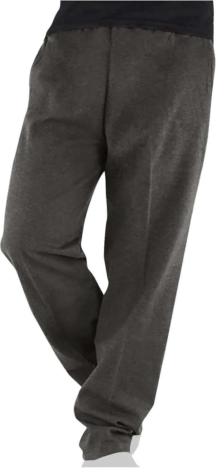 Men's Casual Loose Fit Pants Elastic Waistband Lounge Breathable Relaxed Trousers Home Office Travel Yoga Daily