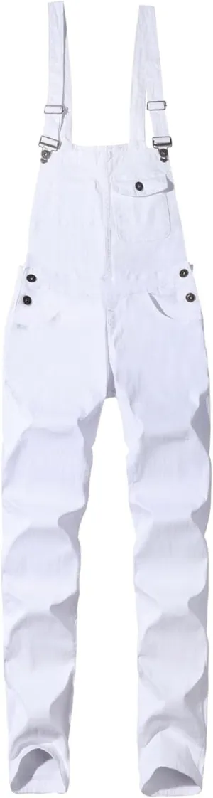Men's Chino Pants Regular Jumpsuit Denim Bib Relaxed Men Overalls Slim Fit Stretch Adjustable Men Jeans