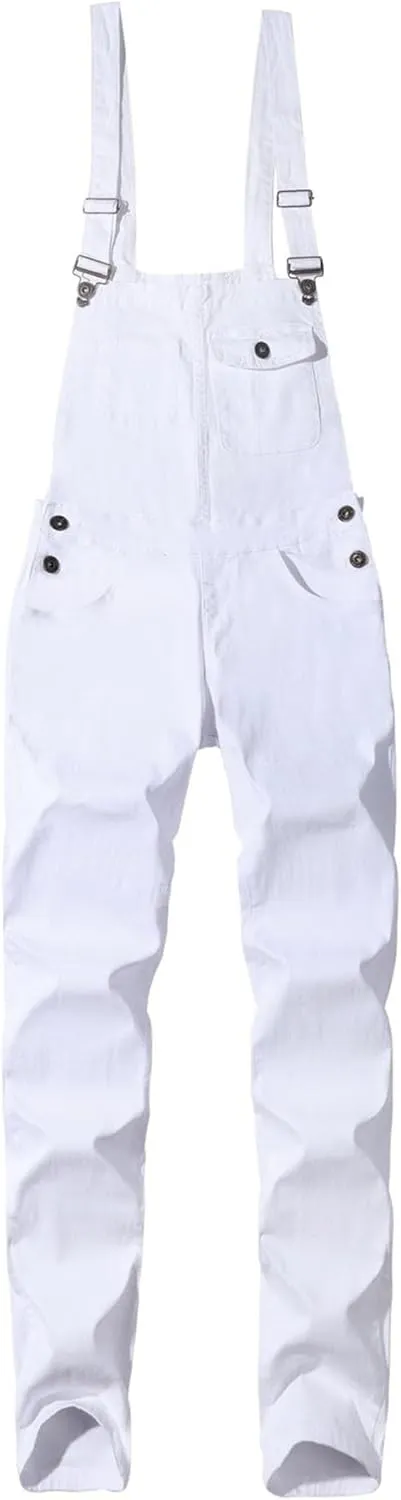 Men's Chino Pants Regular Jumpsuit Denim Bib Relaxed Men Overalls Slim Fit Stretch Adjustable Men Jeans