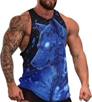 Mens Cool Wolf Graphic Tank Tops 3D Print Sleeveless Summer Casual Gym Workout Muscle T Shirts