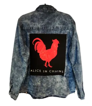 Mens Grunge rock band denim button up- size Large CLEARANCE!
