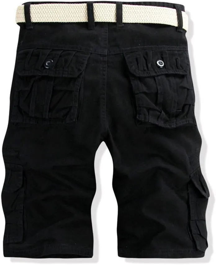 Men's Multi Pocket Cotton Casual Cargo Shorts Lightweight Outdoor Twill Camo Shorts with Pockets(No Belt)
