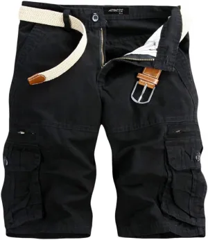 Men's Multi Pocket Cotton Casual Cargo Shorts Lightweight Outdoor Twill Camo Shorts with Pockets(No Belt)