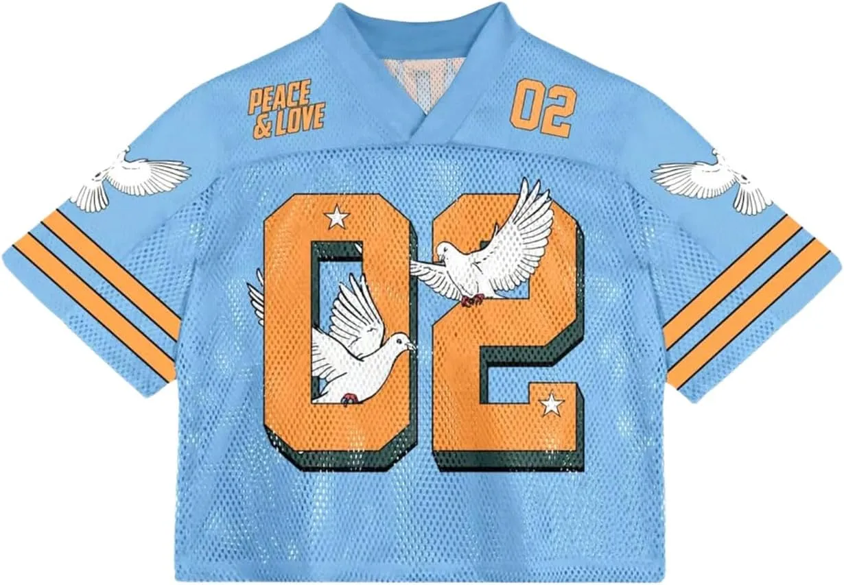 Men's Number Graphic Jersey Shirts Y2K Graphic Short Sleeve Streetwear Tee Shirt Top
