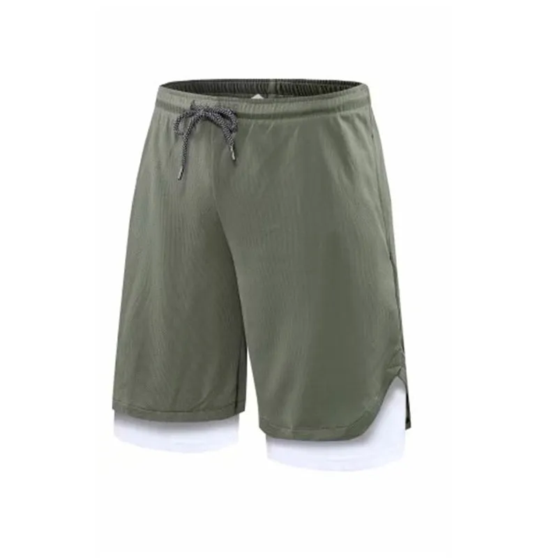 Mens Running Shorts 2 In 1 Double-deck Quick Dry GYM Sport Fitness Jogging Workout Compression Breathable Skorts Outdoor