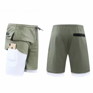 Mens Running Shorts 2 In 1 Double-deck Quick Dry GYM Sport Fitness Jogging Workout Compression Breathable Skorts Outdoor
