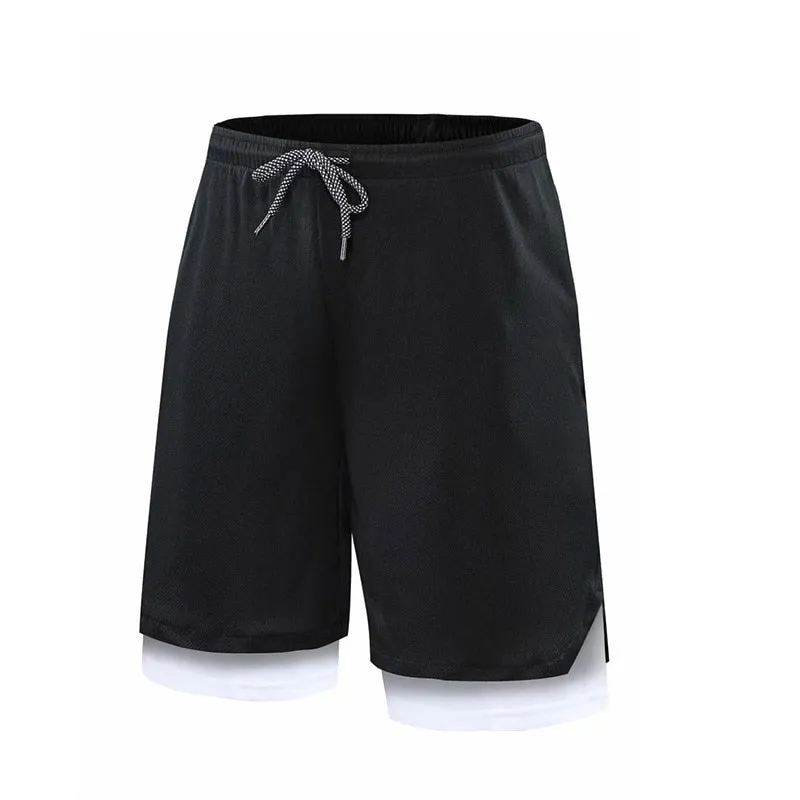 Mens Running Shorts 2 In 1 Double-deck Quick Dry GYM Sport Fitness Jogging Workout Compression Breathable Skorts Outdoor