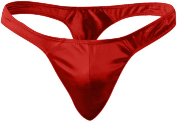 Men'S Thong Underwear Polyester Men'S Comfortable Sexy Patent Leather Briefs T-Back G-String Solid Color Men Lingerie