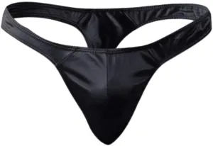 Men'S Thong Underwear Polyester Men'S Comfortable Sexy Patent Leather Briefs T-Back G-String Solid Color Men Lingerie