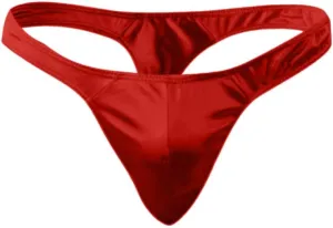 Men'S Thong Underwear Polyester Men'S Comfortable Sexy Patent Leather Briefs T-Back G-String Solid Color Men Lingerie